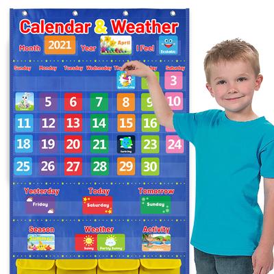 Kalender Väder Fickdiagram Klassrum Månadskalenderdiagram med 114 Kort för Klassrum Förskola Hemskola