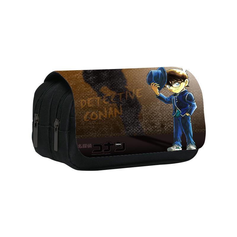 Detective Conan Double Layer Pencil Case Large Capacity Storage Organizer For Students