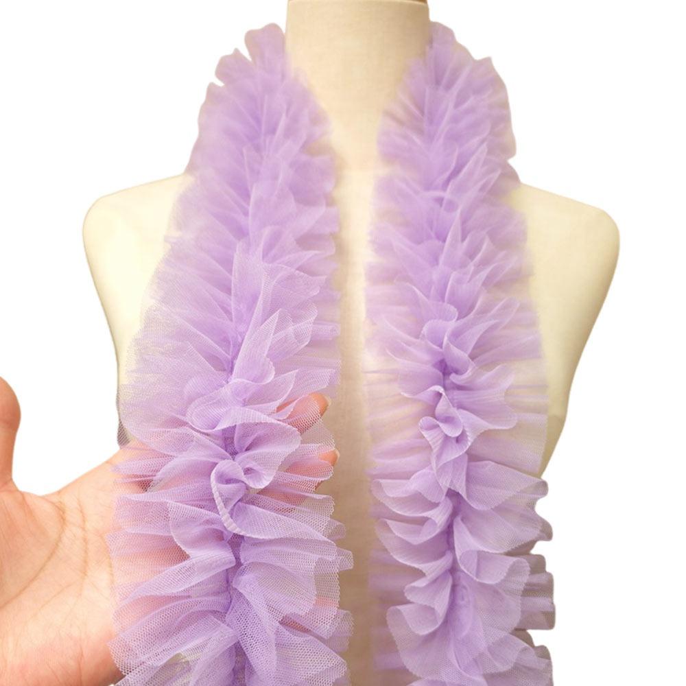 9cm Wide Double-Layer Mesh Colorful Woolen Strips Pleated Skirt Fabric Ruffle Trim Thick Lace Accessories Baby Doll Clothes