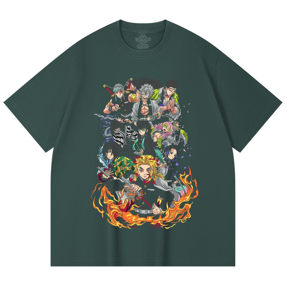 230 Gsm 100% Cotton Demon Slayer V61 Hashiras Print Unisex Heavy Cotton T Shirt
