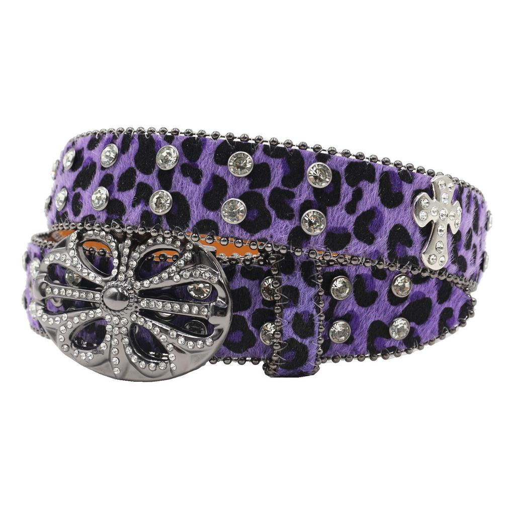 Bohemian Women's Leopard Print Rhinestone Leather Belt - Ethnic Style Versatile Accessory