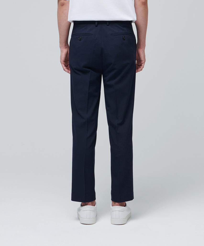 Musinsa Standard Relaxed Tapered Hidden Banding Crop Slacks [Navy]