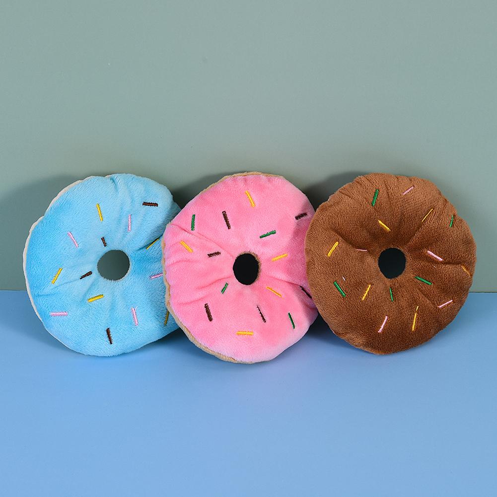 

Dog Donuts Plush Toys Chew Toy Funny Puppy Dog Interactive Toy Chew Resistan Squeaky Toy Cat and Dog Boredom Relief Toys синій
