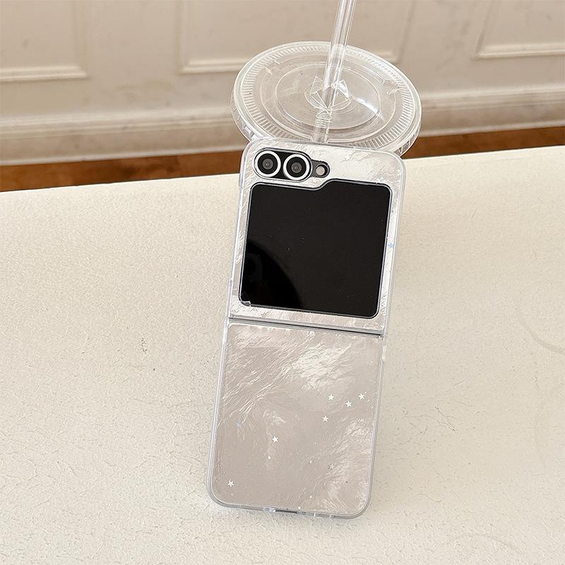 

For Samsung Zflip 6 Flip Folding Screen Zflip 7 Phone Case Solid Color Glitter W24flip Simple Anti Drop For Samsung ZFlip3