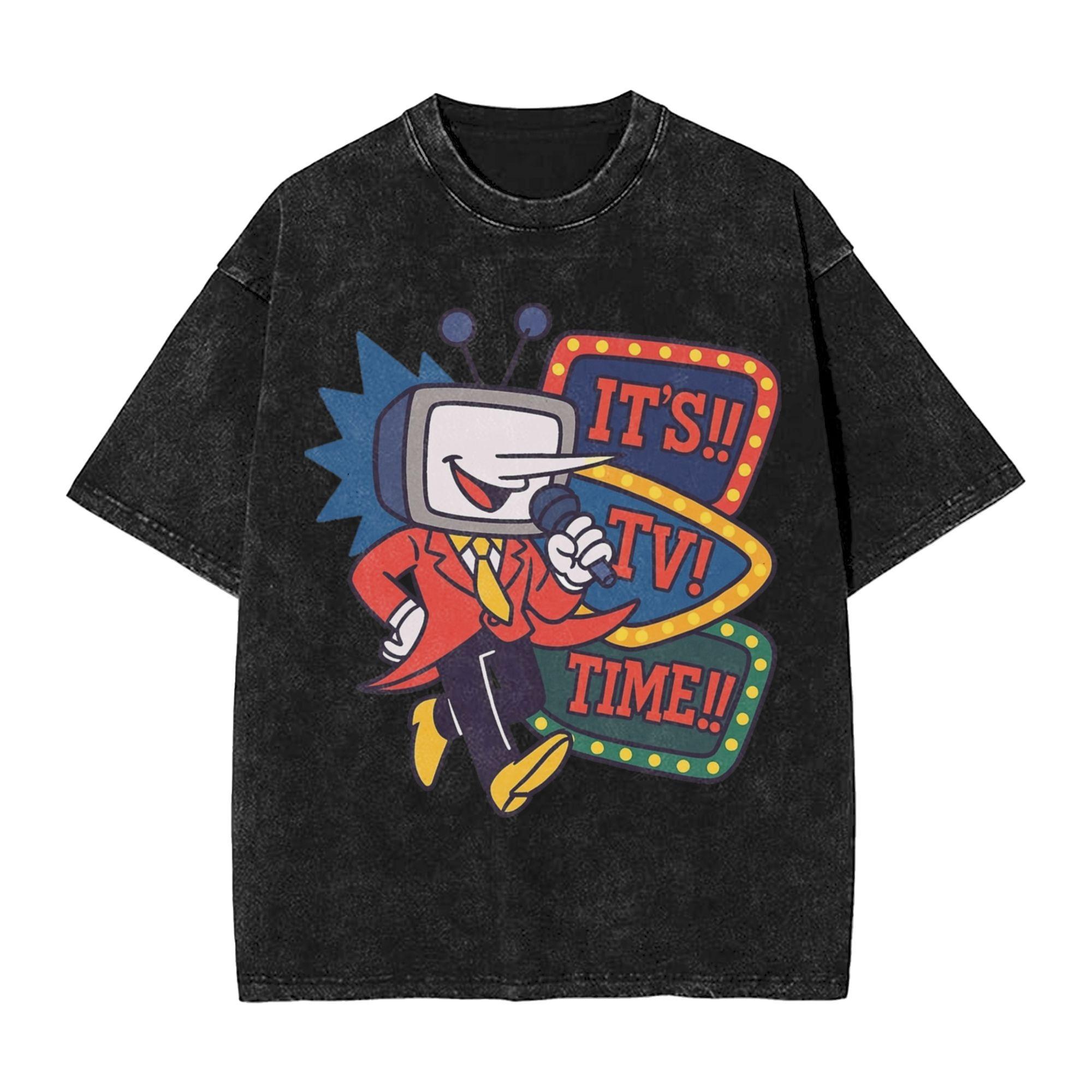 

Hip Hop ITs TV Time Funny Tenna Deltarune Chapter Merch T Shirt for Unisex Women Washed Cotton Tee Shirt Clothing S