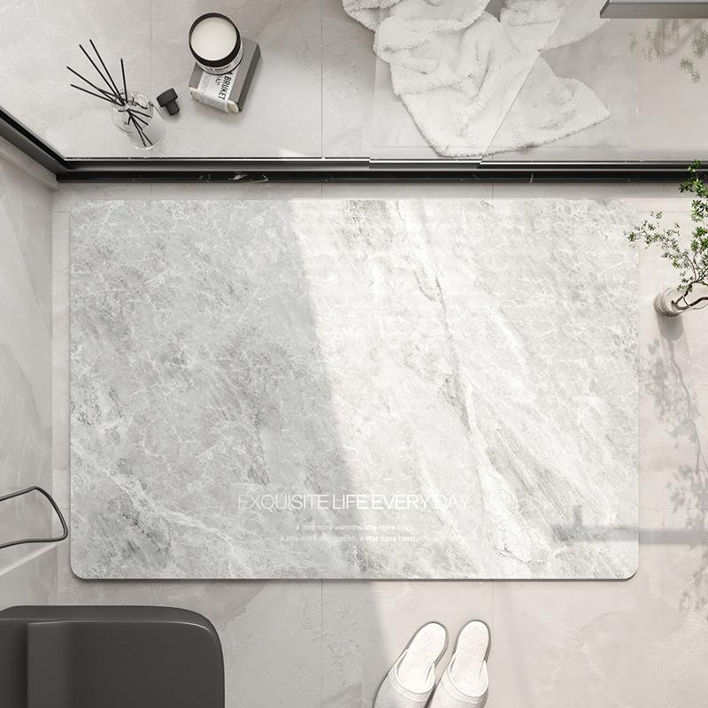 Modern Simple Marble Diatom Mud Floor Mat, Bathroom Non-Slip Floor Mat, Bathroom Door Water-Absorbing Quick-Drying Floor Mat
