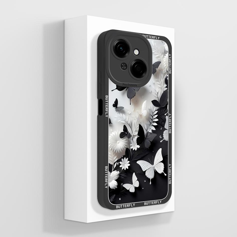 Do etui na telefon Tecno Pova 4 5 6 Pro Neo 3 Pop 8 9 z płynnego silikonu, modny mały miś, słodki, pulchny kot, miękka ochrona aparatu, torby na telefony do Tecno Capa