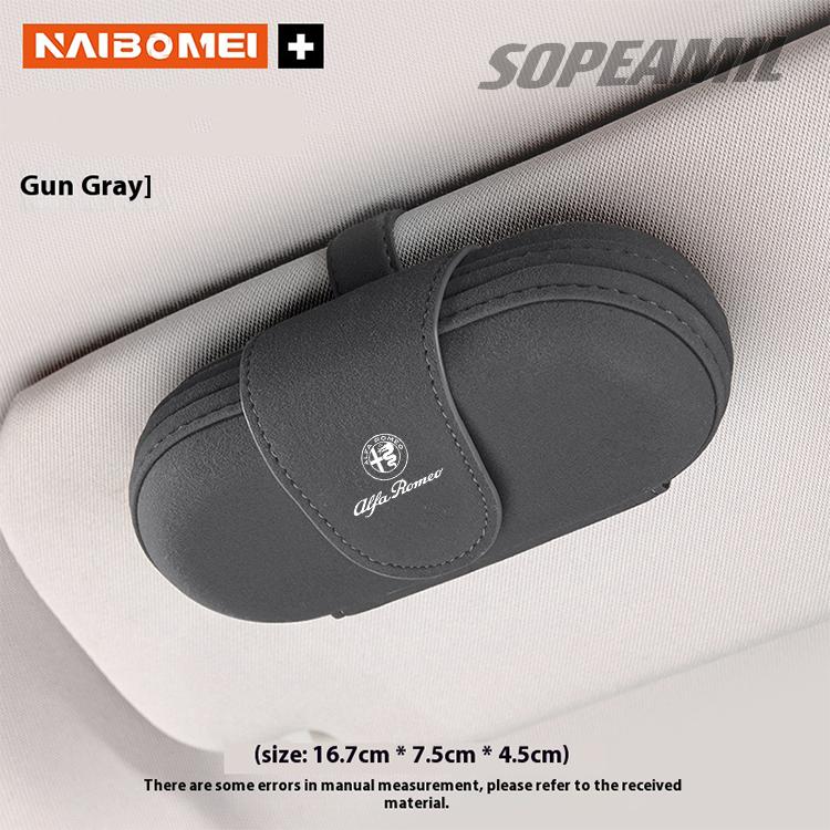 Car Suede Sunglasses Storage Box Visor Glasses Clip Alfa Romeo GT 147 156 159 Giulia Tonale Stelvio Giulietta Mito Milano Gloria wnp522