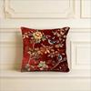 Vintage Red Floral Bird Pillow Cover Faux Embroidery Style Peony Print Elegant Cushion Case For Sofa Bed Couch Home Decor