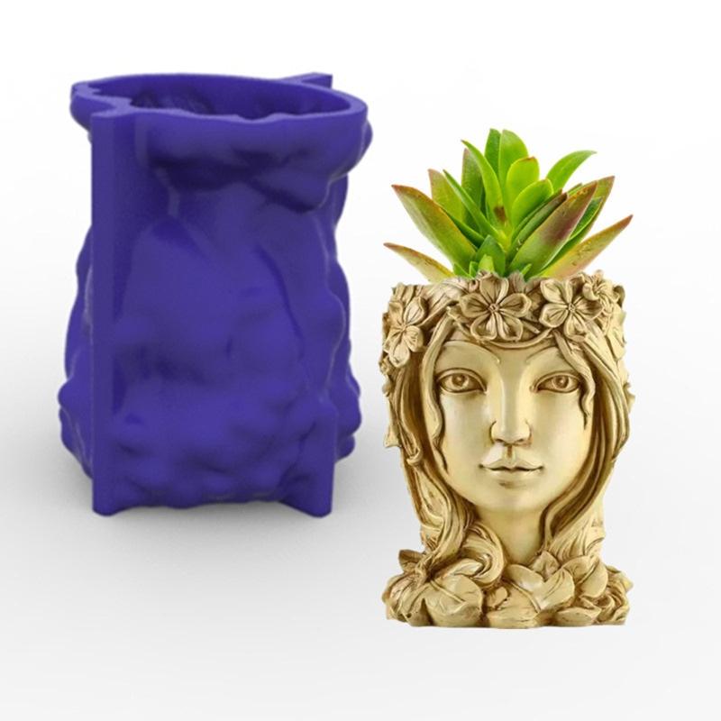 Goddess Concrete Silicone Pot Mold Succulent Flowerpot Clay Cement Plaster Molds DIY Home Garden Flower Pots Mould