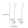 Unique Heart Shape Earrings Silver Color Love Heart with Long Chain Drop Earring Fashion Charm Ear Jewelry for Women