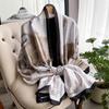 Spring 180*90Cm Fashion Dustproof Big Bandanna Popular Satin Finish Silk Shawls Scarves Luxury Print Sunscreen Beach Towel