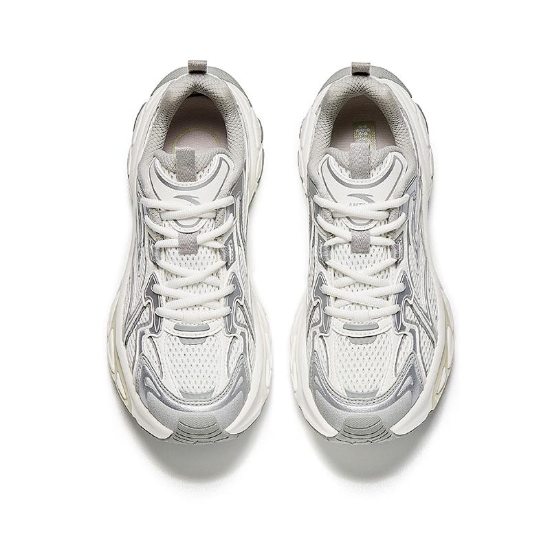 ANTA Women's Millennium Retro Y2K Chunky Dad Shoes Ivory White Light Grey Cream 122618899-2