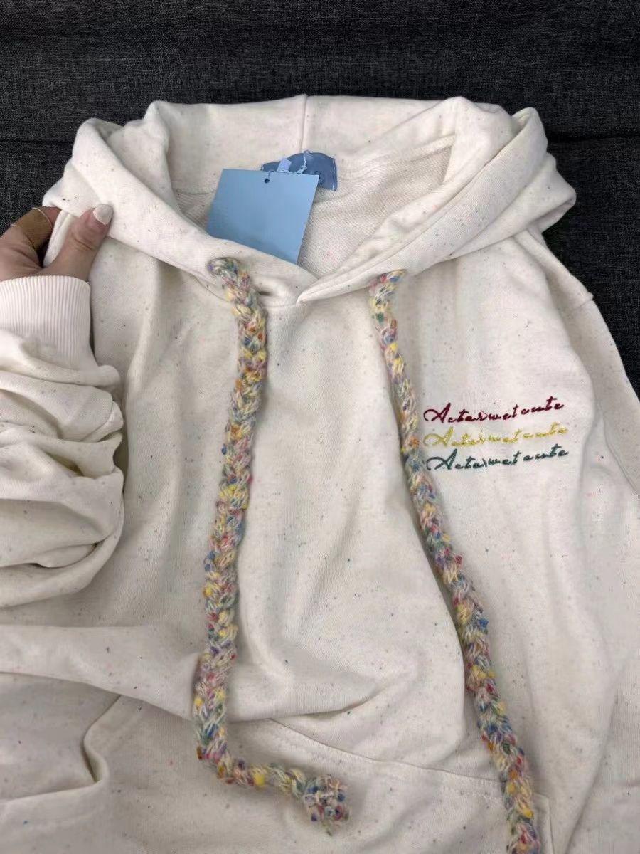 

Женское ленивое шикарное худи «Радуга» - 2025 корейский стиль, свободная куртка для весны и осени 2X-Large белый