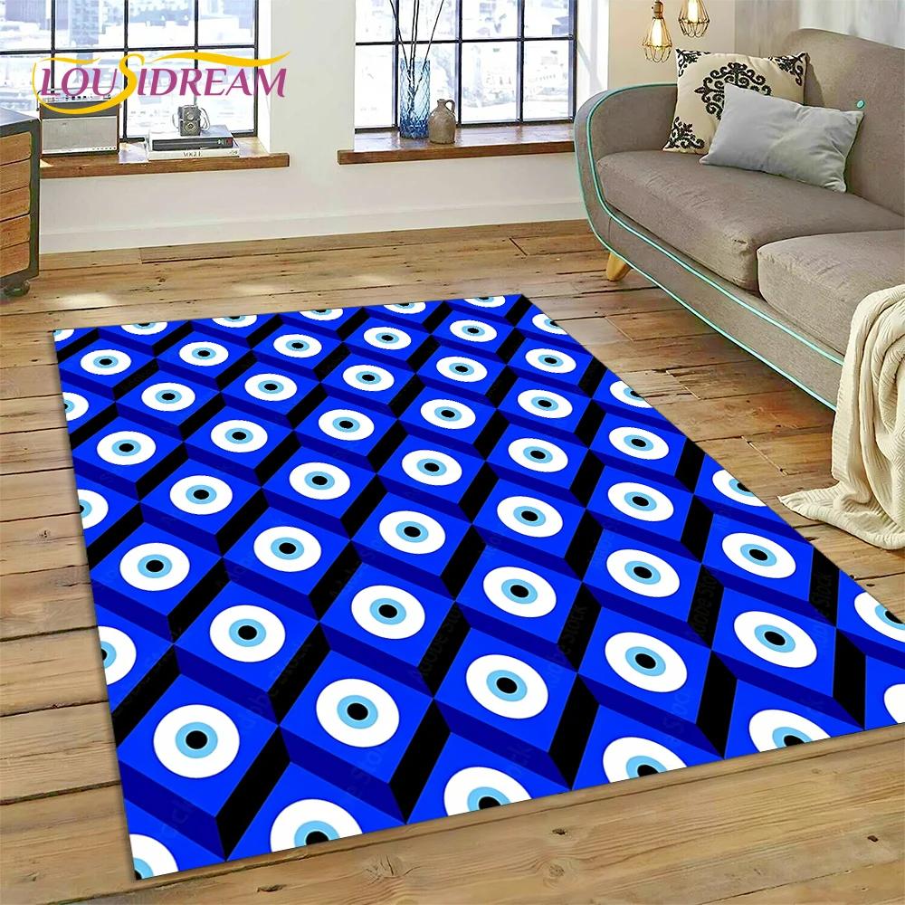 Evil Eye Turkey Blue Nazar Eye of Horus Rug Carpet for Living Room Bedroom Decor,Floor Mat Non-slip Decoration for Sofa Doormat