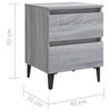Nightstand with Metal Legs Grey Sonoma 40 x 35 x 50 cm