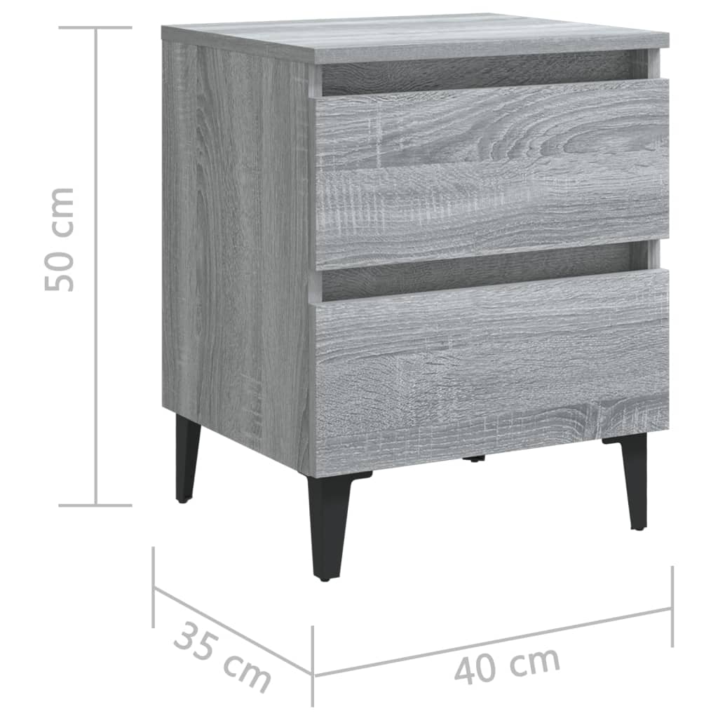 Nightstand with Metal Legs Grey Sonoma 40 x 35 x 50 cm