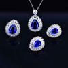 European Elegant Jewelry Set Imitation Sri Lanka Cornflower Blue Sapphire Pendant Open Ring Earrings for Women
