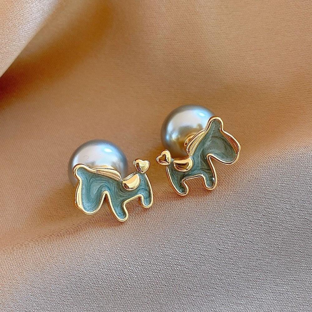 Cartoon Horse Red Pony Earrings Fashion Jewelry Horse Mascot Ear Studs  For Girl