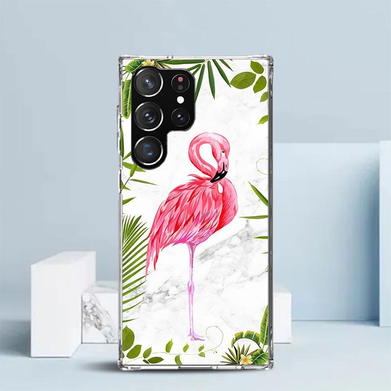 Pink Red Flamingo Phone Case For Samsung Galaxy S24 S25 Edge S26 Ultra S22 S23 Plus S21 + S20 FE Soft TPU Back Cover Galaxy S25