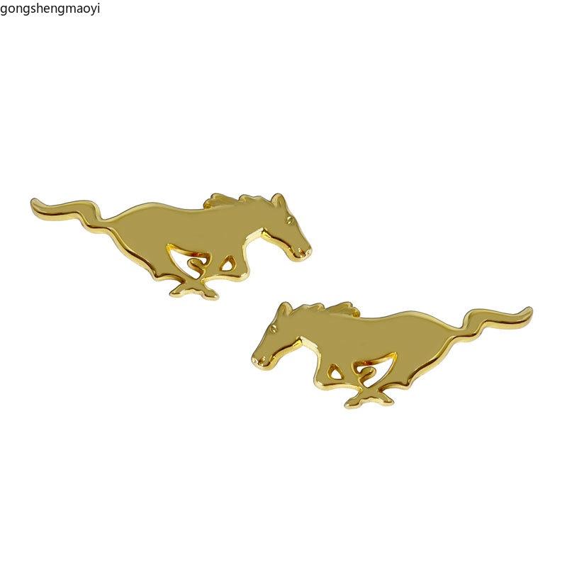 Car Styling 2 Pieces 3 D  Metal Stickers Horse Racing Logo Car Side Badge Trunk Decal Suitable for Ford Mustang Shelby GT 350 500 Cob