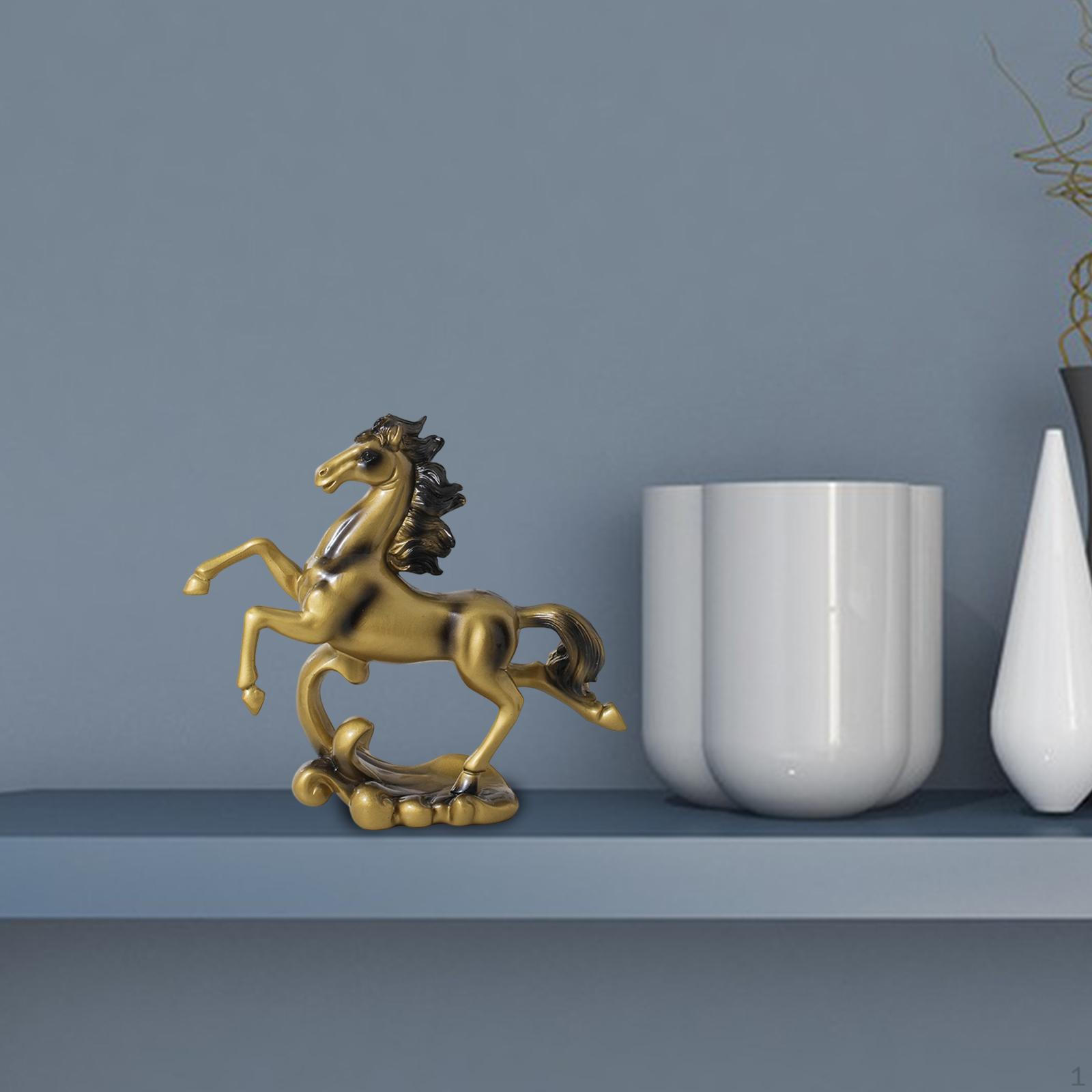 

Horse Statue Decorative Animal Sculpture Desktop Figurine for Home Entryway TV Cabinet Office Dining Green Gold