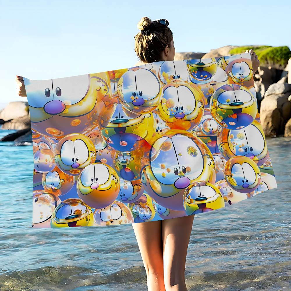 Cartoon G-Garfield Cat Microfiber Printed Beach Towel Mountain Climbing Yoga Beach Swimming Running Absorbent Soft Towel