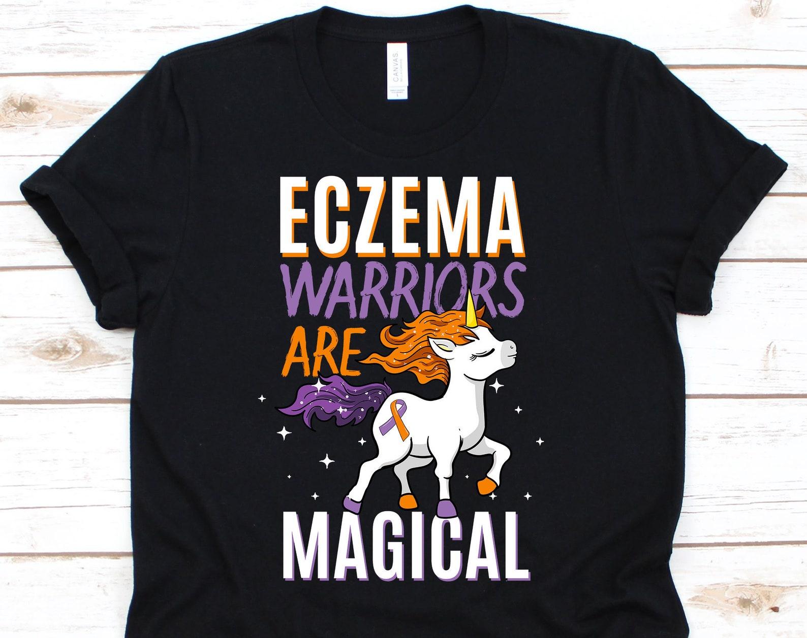 Eczema Warriors Are Magical Shirt, Awareness T-Shirt Gift For Eczema Warrior Fighter Survivor, Eczema Ribbon Tee For Eczema Supporters M