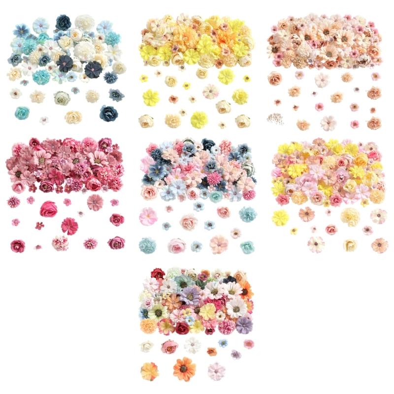 Pack of 50 Assorted Color Small Fabric Flowers for Handmade Crafts Home Decoration and Party Arrangements