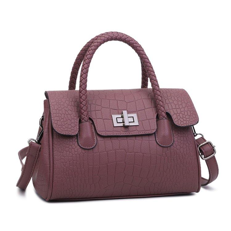 Handtasche mit Krokodilmuster, Umhängetasche aus echtem Leder, Damen-Geldbörse mit Klappe und geflochtenem Griff