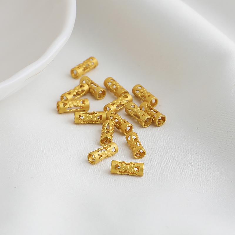 Gold Plated Hollow Cylinder Spacer Beads for Necklaces, Bracelets, and Braiding.