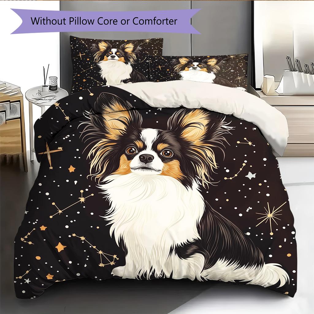 Black Papillon Pattern Bedding Home Decoration Birthday Gift (1 * Duvet Cover + 2 * Pillowcase, Without Core)
