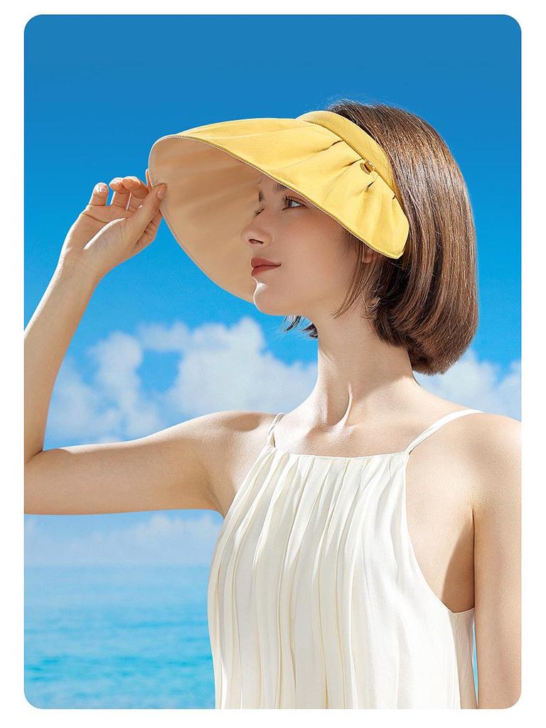 Women's Lightweight Sunshade Cap - Rollable, Breathable, UV Protection, Hair Tie Included
