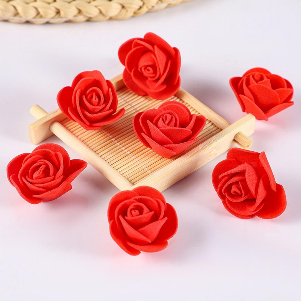 100/200Pcs Artificial Rose Flowers Heads 4cm Foam Fake Flowers For Home Room Decor Outdoor Garden Party Bride Wedding Decoration