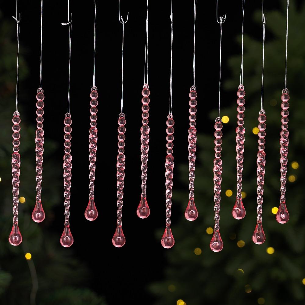 Transparent Christmas Hanging Pendants Twist Bead Drop Ornaments  Holiday Party Decoration