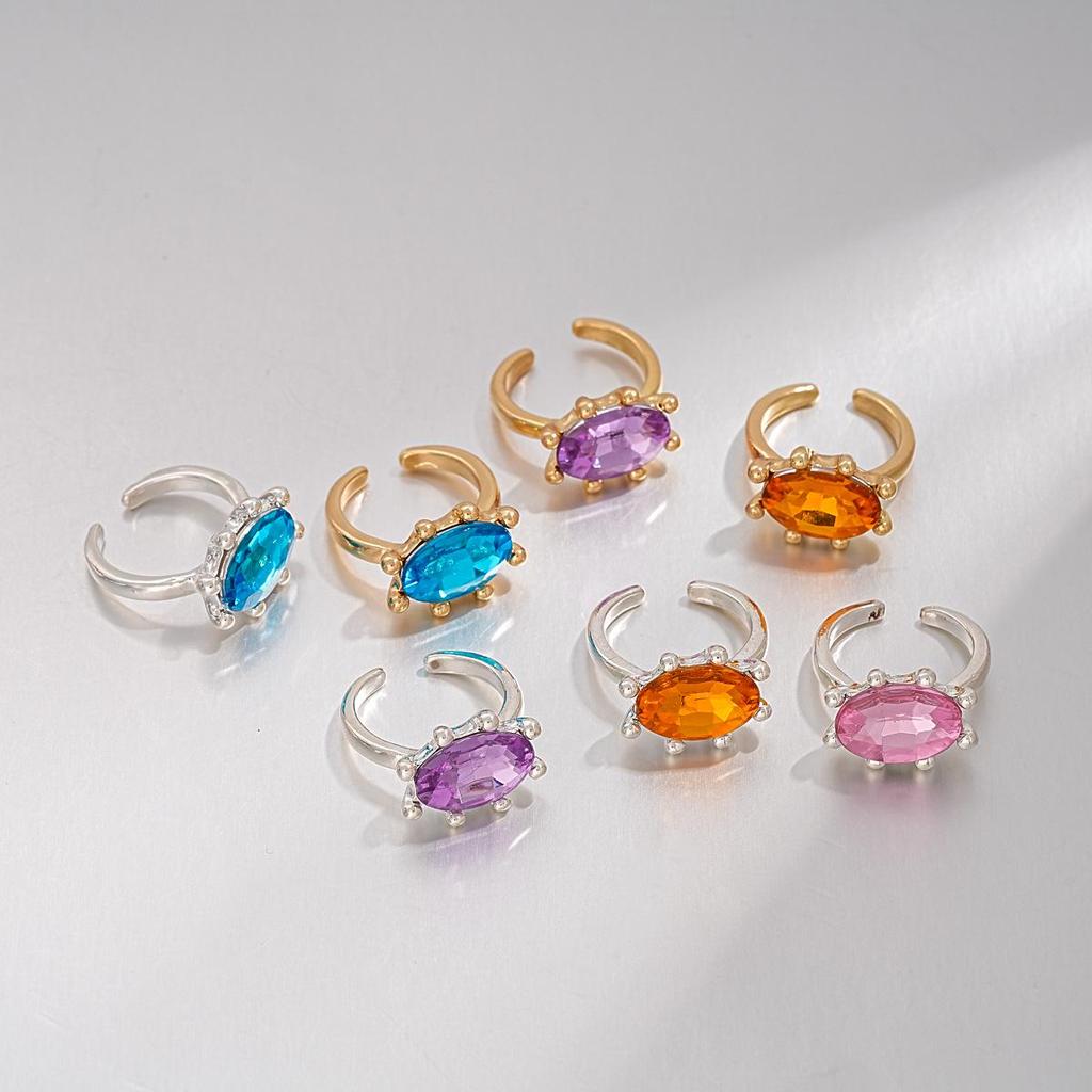 European-American Luxury Diamond Oval Open Ring – Geometric Dopamine Sweet Food Design, High-End Niche Jewelry.