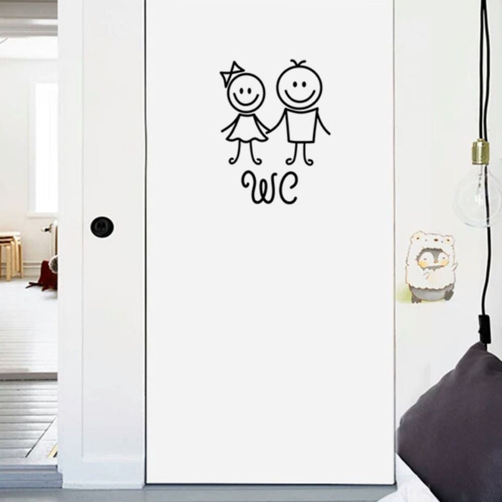 

Waterproof WC Toilet Sticker WC Toilet Door Sign Portable Wall Stickers чорний