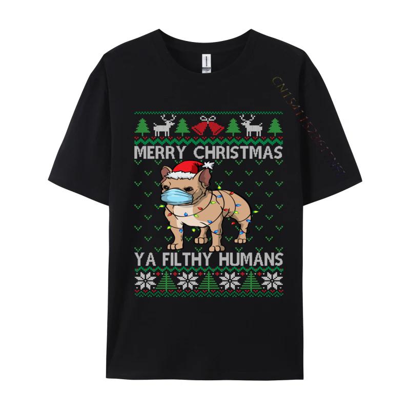 Merry Christmas Frenchie Dog Ugly Christmas French Bulldog TShirts High Quality Cotton TShirt Brand New Cool