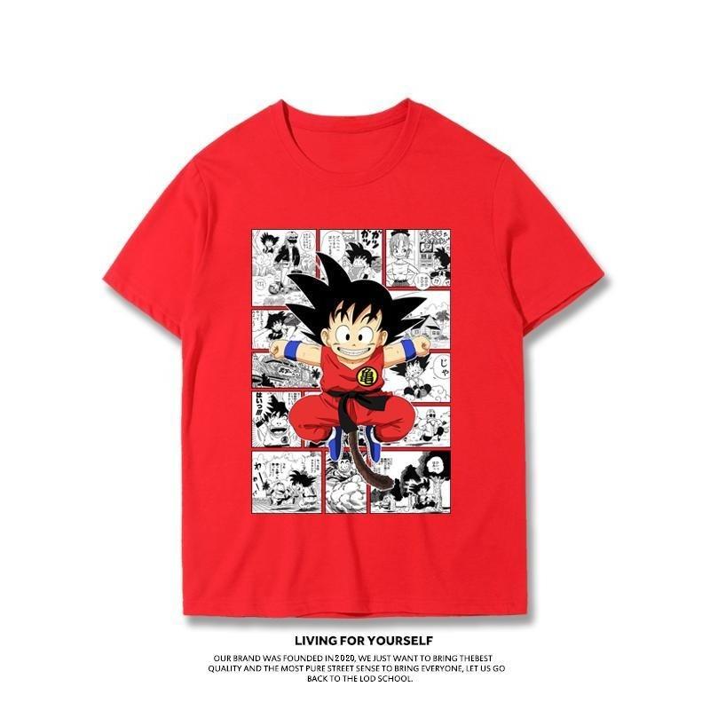 Japanese Anime Dragon Ball T-Shirt Kid Goku Master Roshi Print Casual Loose Cotton Tee Streetwear for Men
