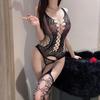 Jacquard Sex Net Clothes Open Crotch One-piece Sex Underwear Hollow Sexy Large Size Temptation Chest