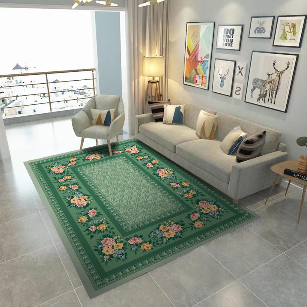 Luxuriöse europäische Küchenmatte mit grünen Blumen, weich und verdickt, wasserdicht, rutschfest, ölbeständig, Bodenmatte, Läufer, Teppich