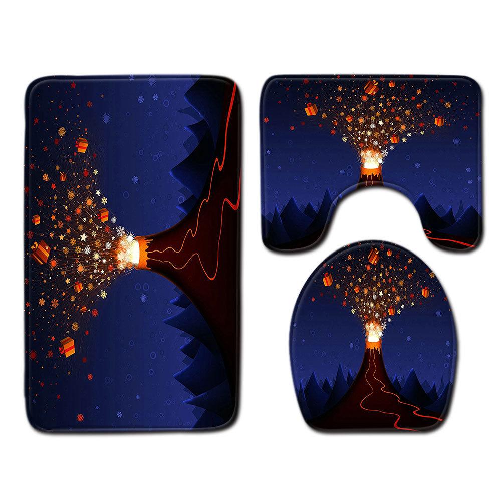 Christmas Bathroom Floor Mat Toilet Three-Piece Set