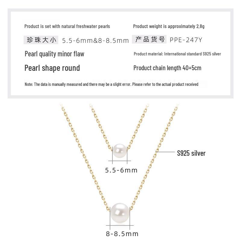 Double Layer Freshwater Pearl Choker Necklace, s925 Sterling Silver, 18k Gold Plated, Gift for Christmas and Qixi