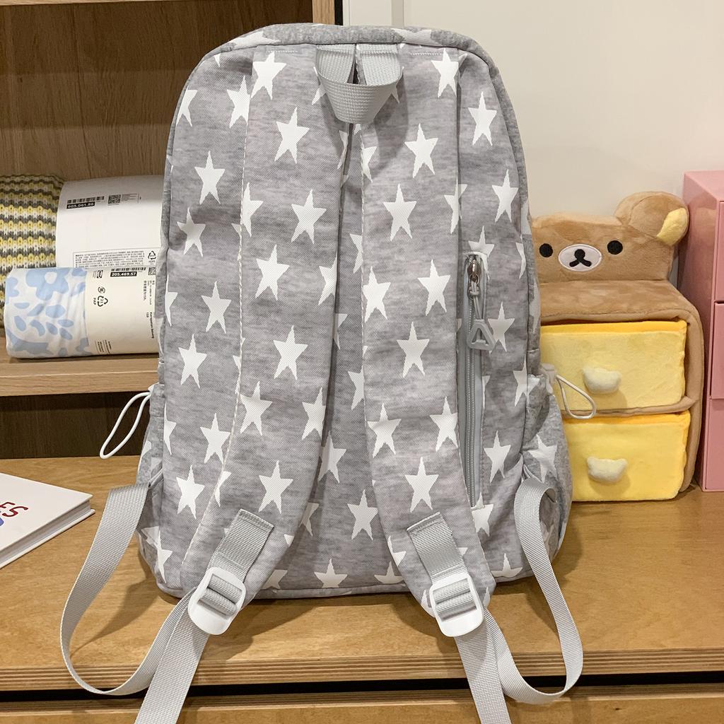 Schoolbag American Star Printing Tide Cool Teen School Bag Female Junior High School Student Personality Student Class Travel Lightweight Backpack