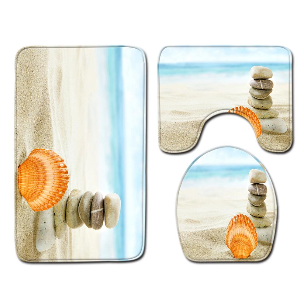 Shell Bathroom Floor Mat Toilet Three-Piece Set
