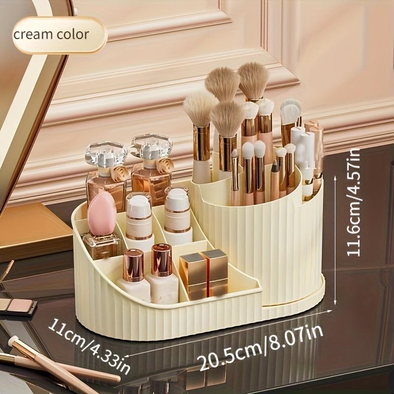 360° Rotating Makeup Brush Storage Box with 5 Slots - Cosmetic Storage Box - Perfect for Bathroom Vanity or Desktop Display, Cosmetics Holder
