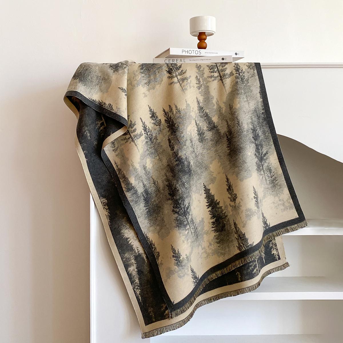 

New Luxury Design Winter Two-Sided Cashmere Print Scarves High Quality Women Thicken Wrap Shawl Ladies Brand Pashmina Scarf сірий колір