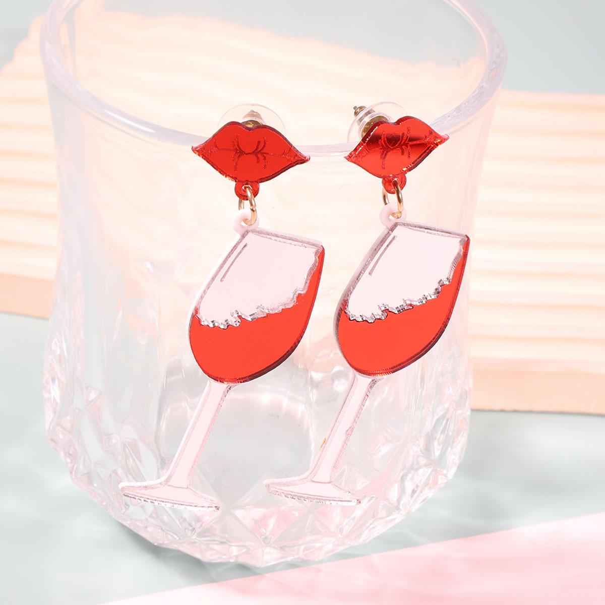 Cross-border simple, fashionable and creative niche acrylic mirror unique wine glass earrings, blessing and celebration of versatile models