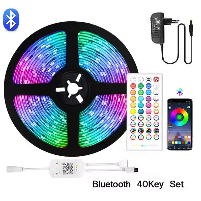 

Светодиодная лента RGB 12 В 5 м 10 м 15 м Светодиодный свет для комнаты с управлением через приложение Гибкая лента Luces Led Лента для украшения комнаты спальни NON Waterproof&5M-196.85Inch&US PLUG Power