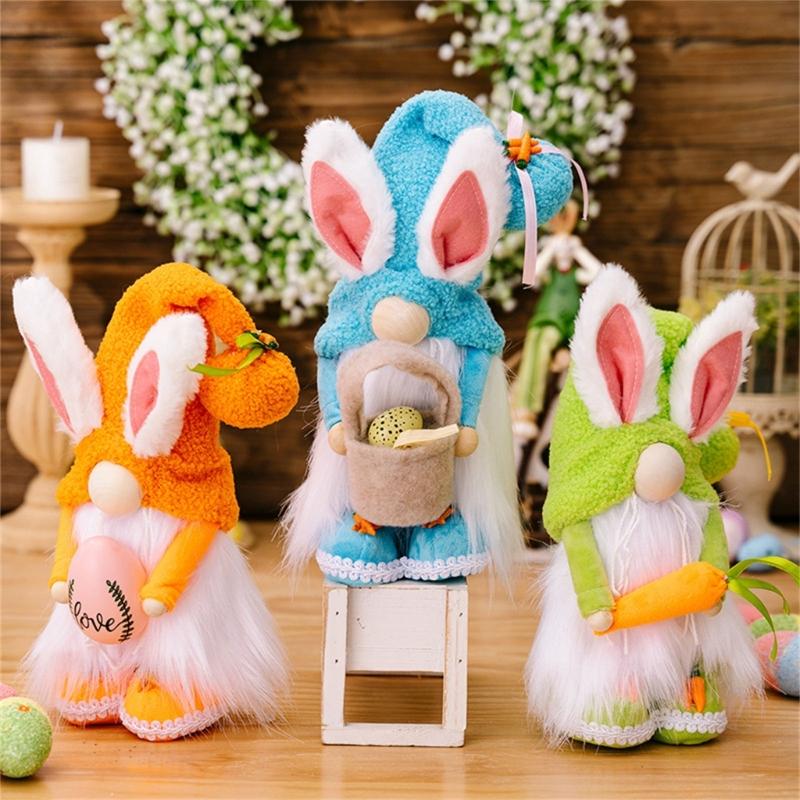 Easters Rabbit Ears Gnome Face less Doll Easters Desk Decorations Rabbit Plushes Dwarfs Toy Home Ornament Happy Easters